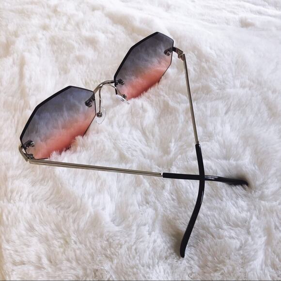 Alaiya Blue & Pink Octogonal Ombre Sunglasses - Picture 8 of 9